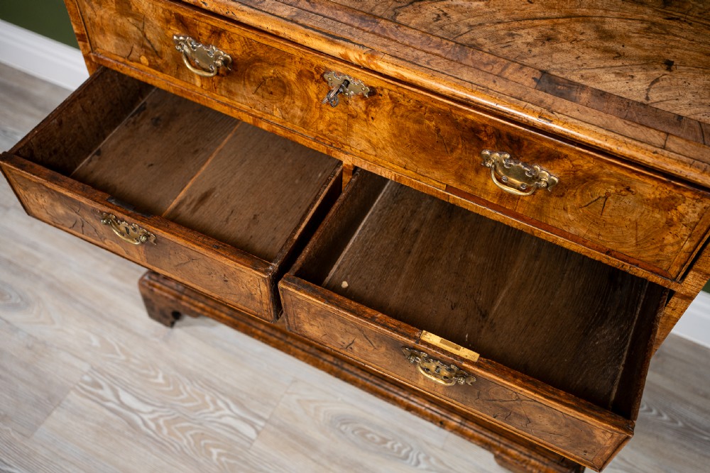 George II Burr Walnut Secretaire Chest of Drawers View V