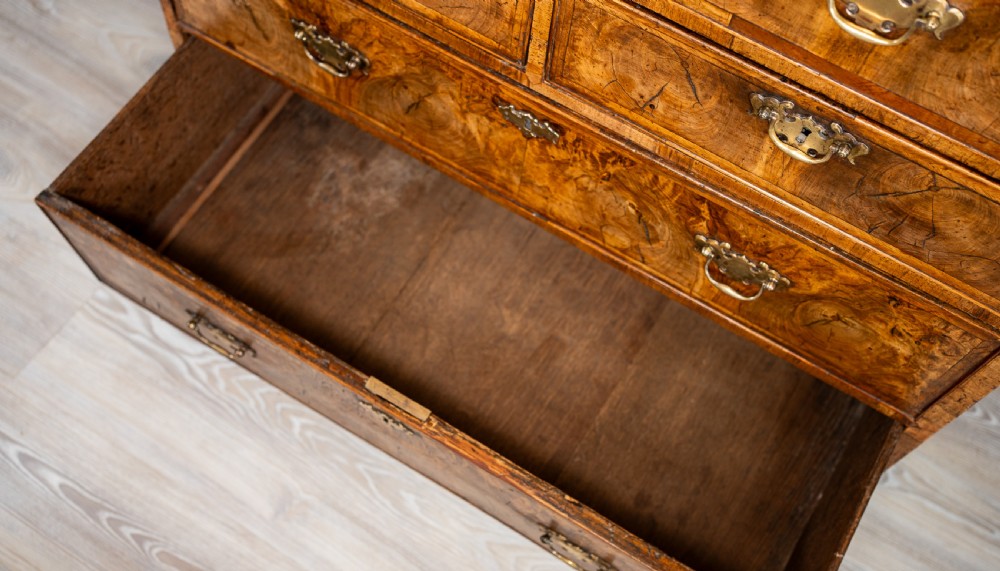 George II Burr Walnut Secretaire Chest of Drawers View VI