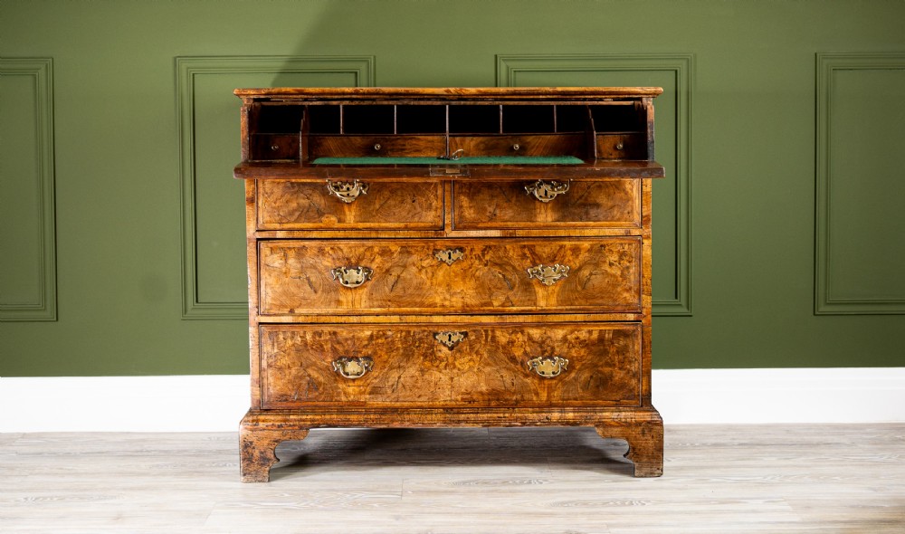 George II Burr Walnut Secretaire Chest of Drawers View VII