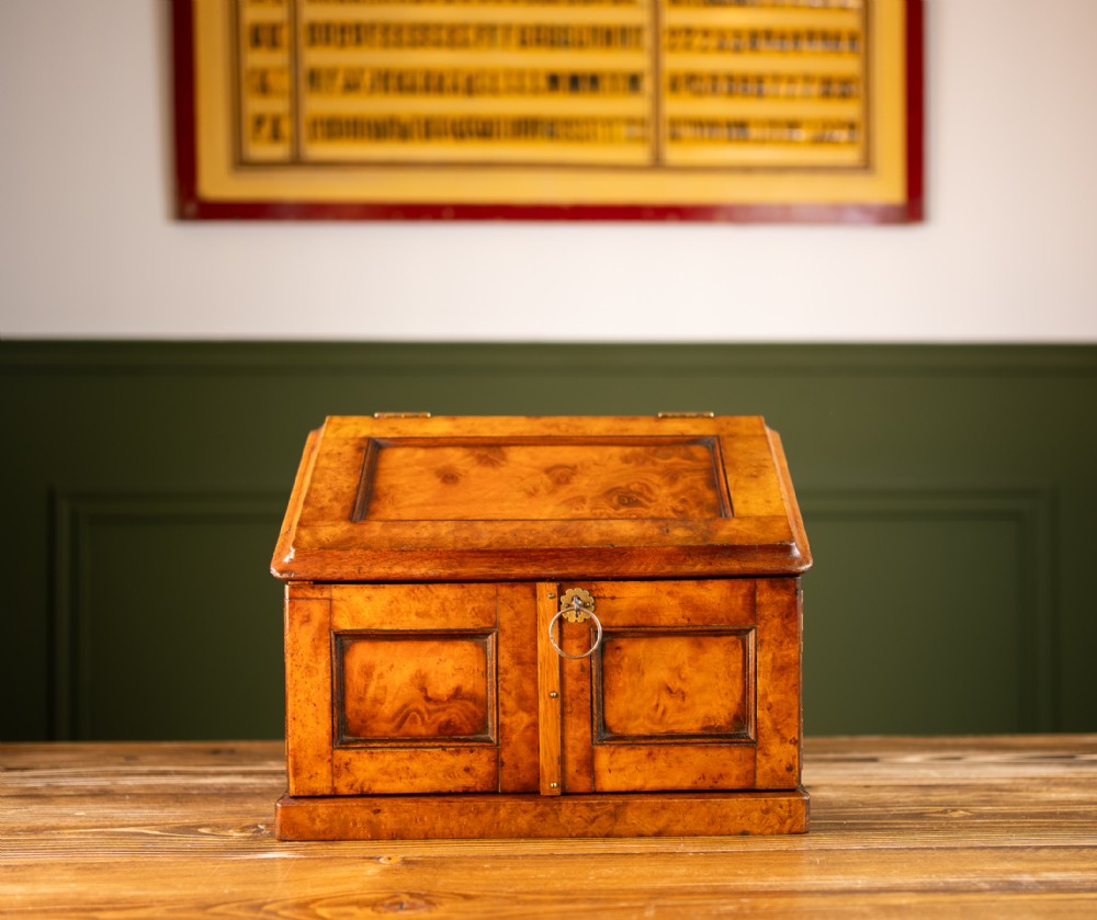 Burr Yew Stationery & Writing Cabinet c.1860