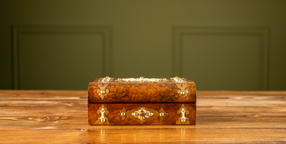 Burr Walnut Card & Games Box c.1870