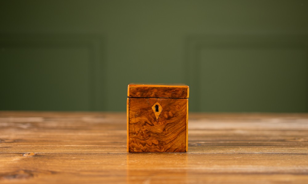 Miniature Burr Walnut Tea Caddy c.1870