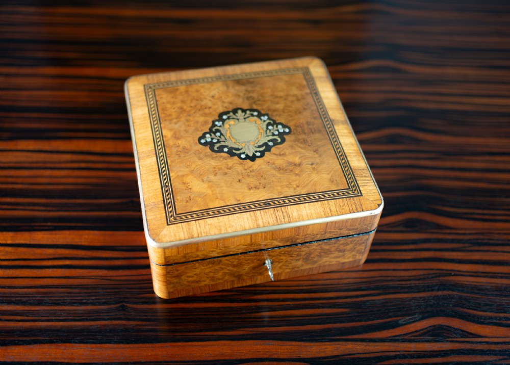 French Amboyna Jewellery Box c.1880