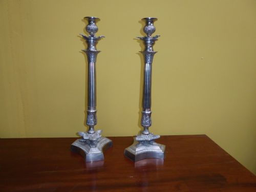 Antique 19th century metal candlesticks