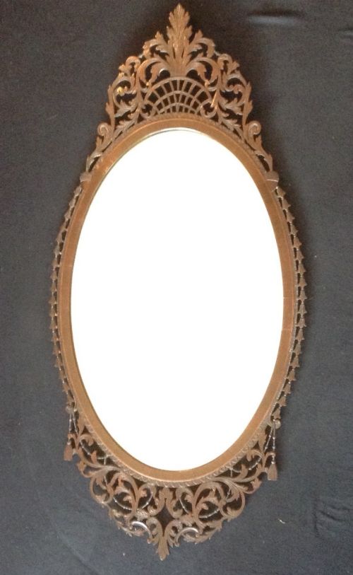SCOTTISH MAHOGANY FRETWORK OVAL MIRROR