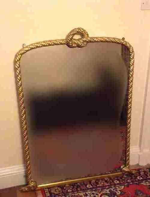 Gilded Rope Twist Overmantle/gilt Mirror