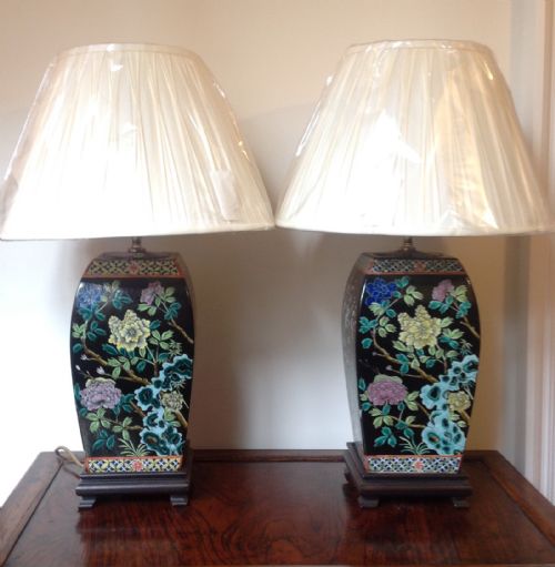 A Pair of Four Season Porcelain Lampbases