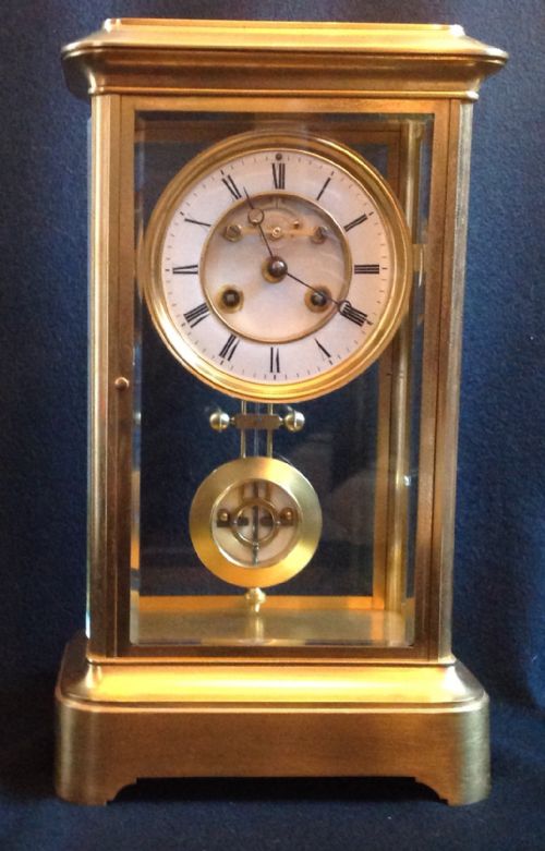 French Four Glass 8 Day Bell Striking Clock