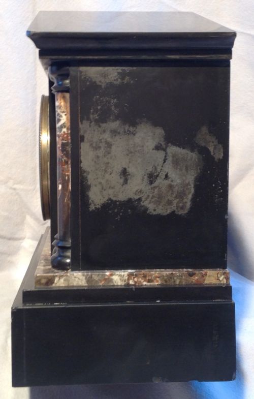 FRENCH ARCHITECTURAL MARBLE MANTLE CLOCK - ADDITIONAL PHOTO 3