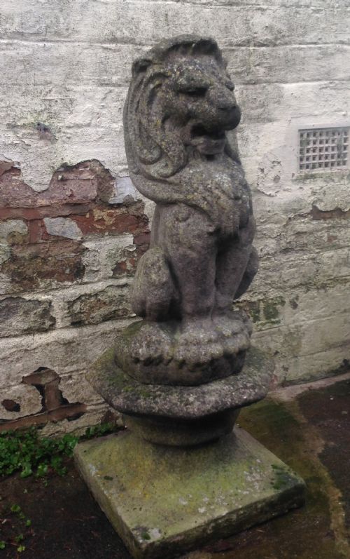 Sitting Lion Stone Garden Statue