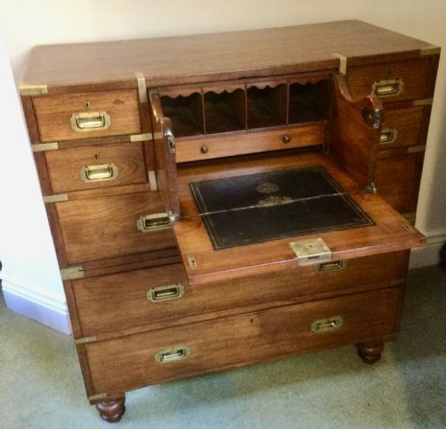 CAMPAIGN MILITARY SECRETAIRE CHEST OF DRAWERS - ADDITIONAL PHOTO 1