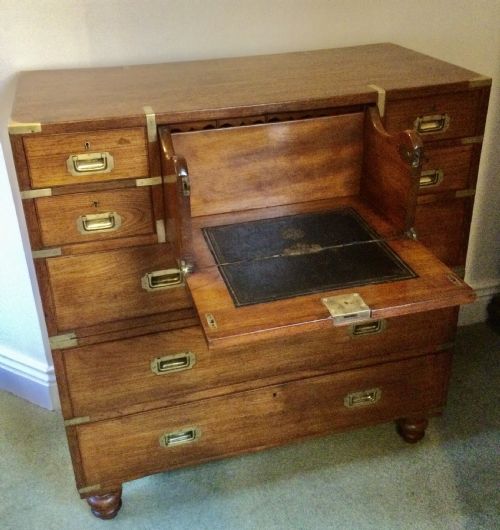 CAMPAIGN MILITARY SECRETAIRE CHEST OF DRAWERS - ADDITIONAL PHOTO 2