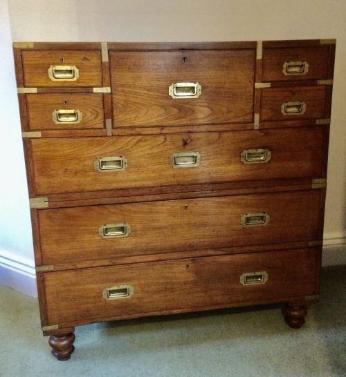 CAMPAIGN MILITARY SECRETAIRE CHEST OF DRAWERS - ADDITIONAL PHOTO 9
