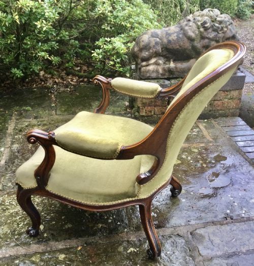 VICTORIAN WALNUT FRAMED OPEN ARMCHAIR - ADDITIONAL PHOTO 3