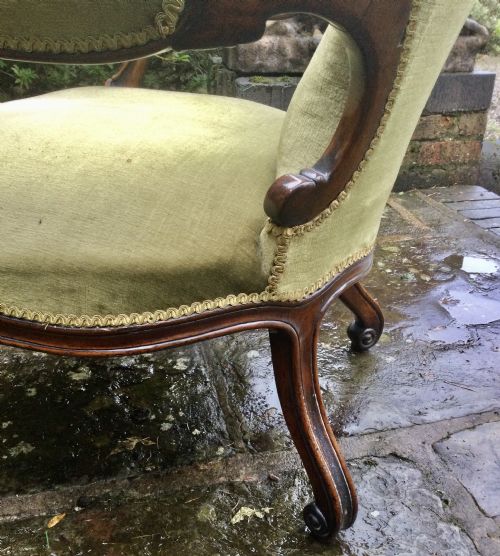 VICTORIAN WALNUT FRAMED OPEN ARMCHAIR - ADDITIONAL PHOTO 4