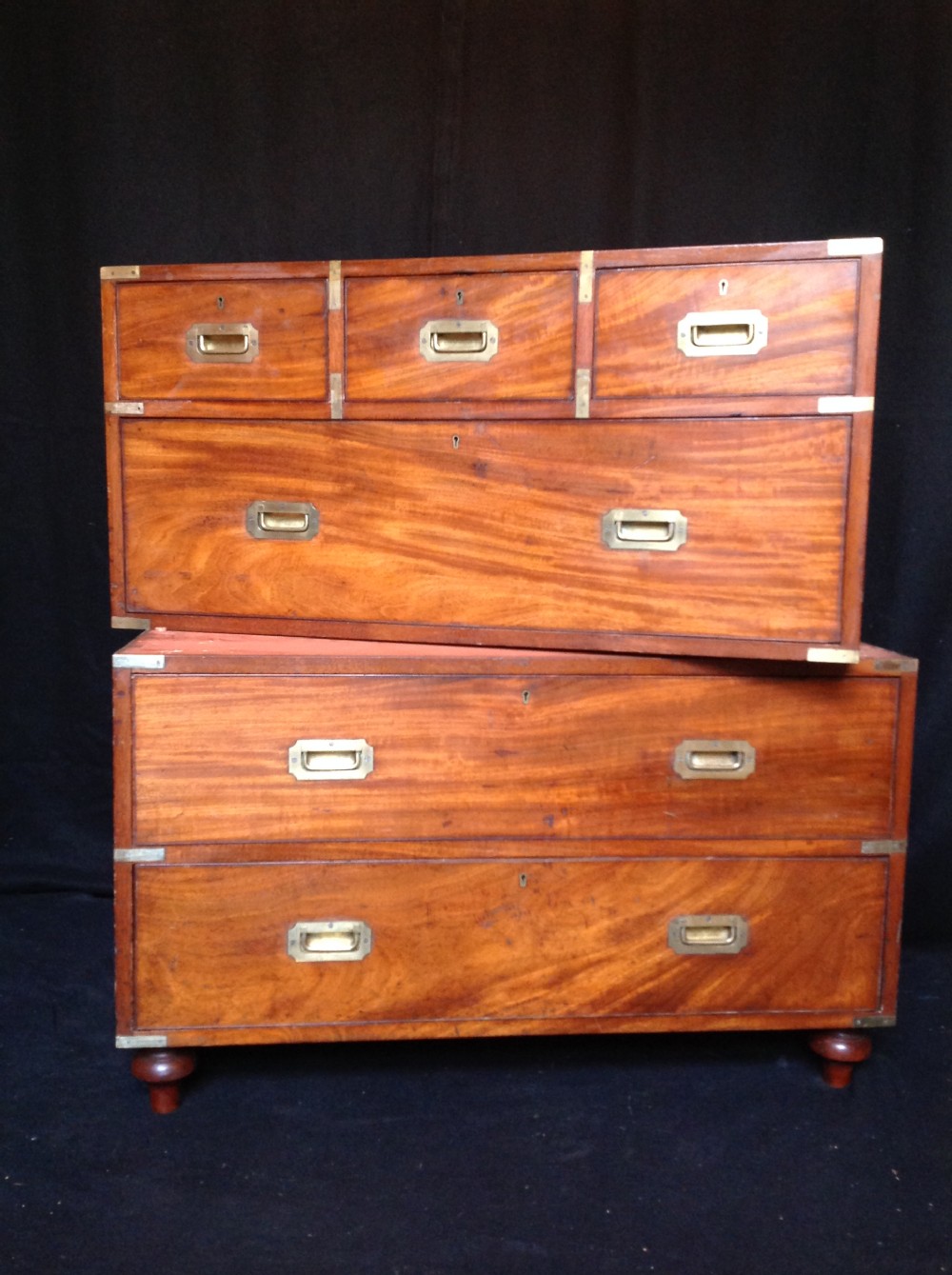 6 drawer Mahogany military campaign Chest  View II