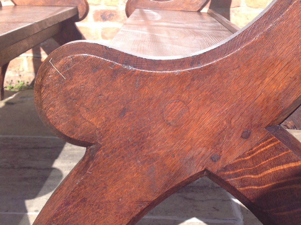 Pair of Gothic Pugin Style Oak Benches View XII