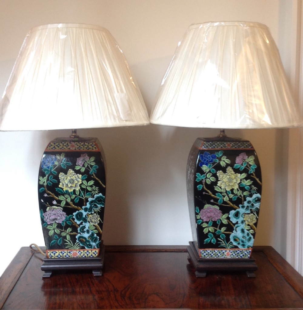 A pair of four season porcelain lampbases