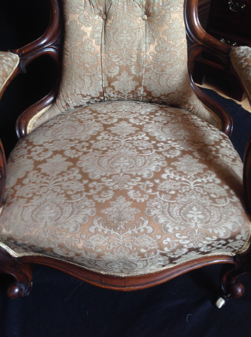 19th Century Victorian Carved Walnut Armchair View VIII