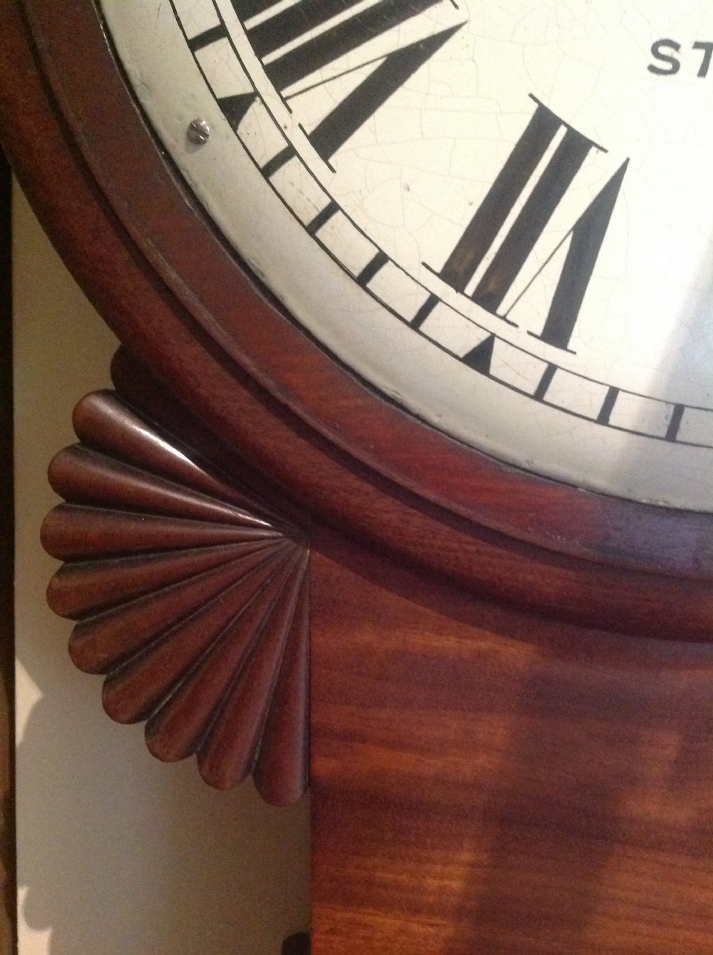 19th Century drop dial Mahogany striking wall clock View VI
