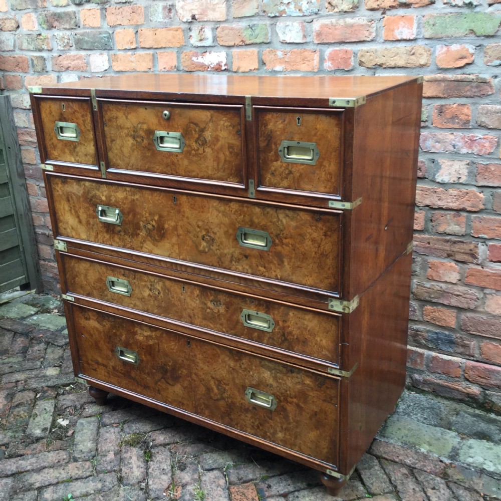 Military campaign secretaire chest of drawers