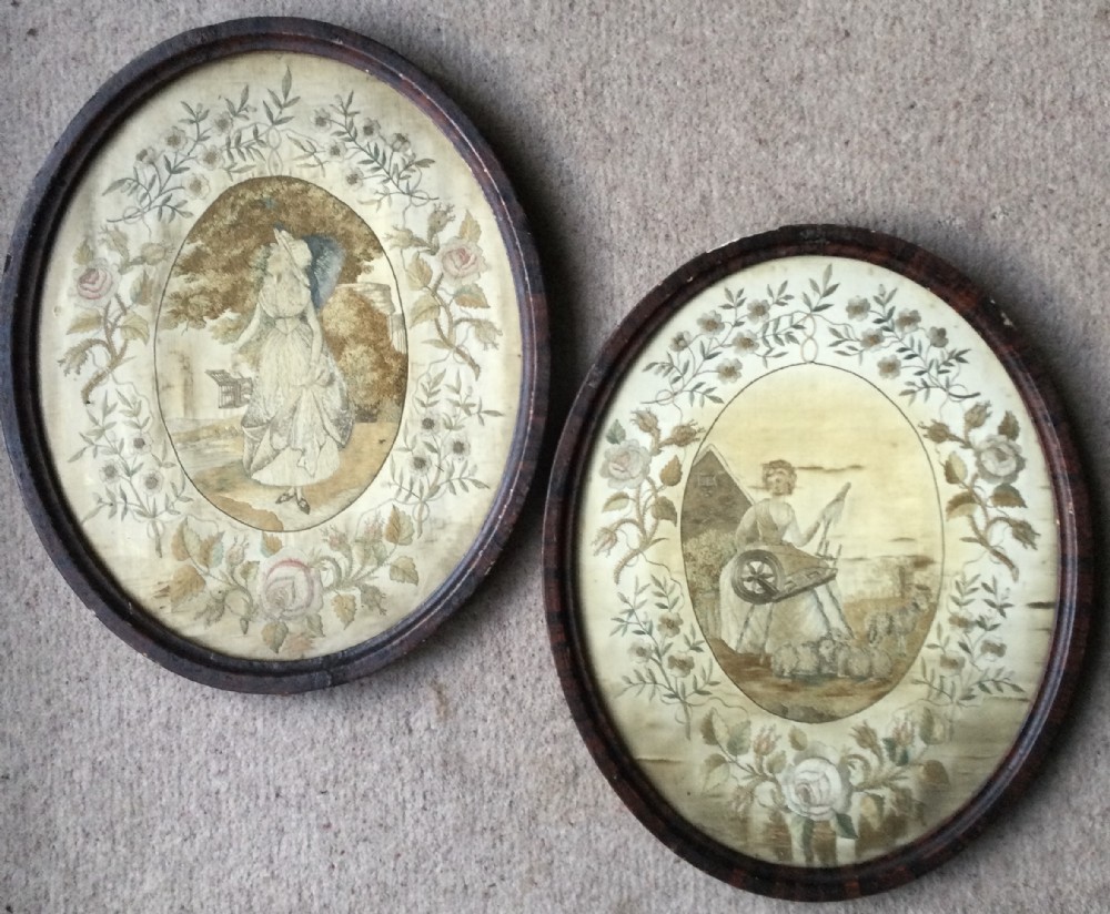 Needlework silk work picture