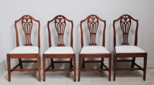 Set of 4 Antique Hepplewhite Country Dining Chairs
