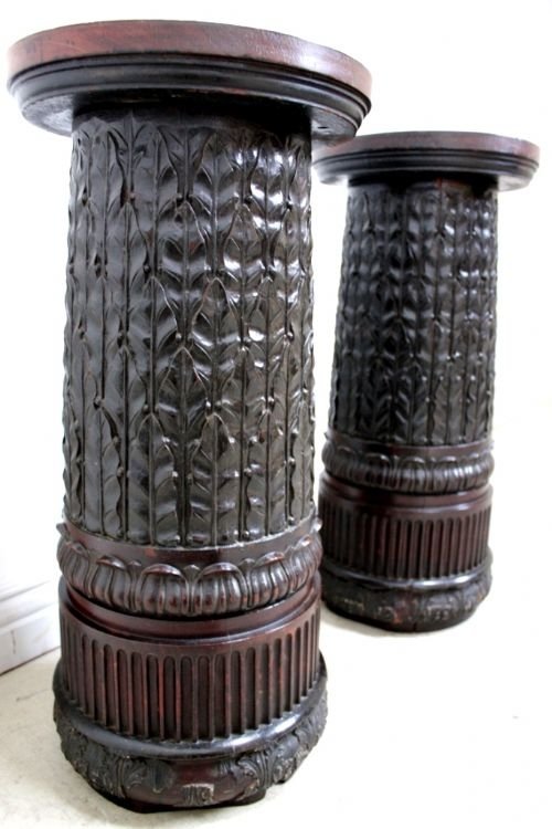 Pair Regency Mahogany Column Side Tables