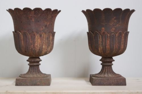 Pair of Regency Antique Cast Iron Urns