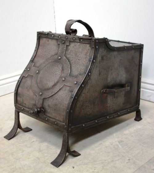 Stylish English Antique Steel Coal Box