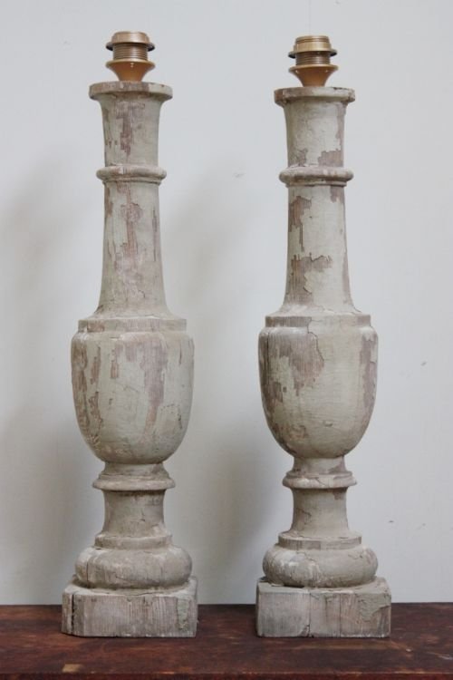 Stunning Pair of Antique Column Lamps