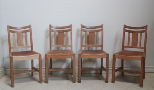 Set of 4 'Heals' Limed Oak Antique Dining Chairs