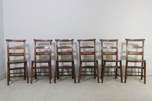 Set of Four Antique Edwardian Chapel Chairs.