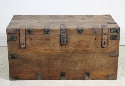 Large Georgian Antique Oak Box/ Silver Chest