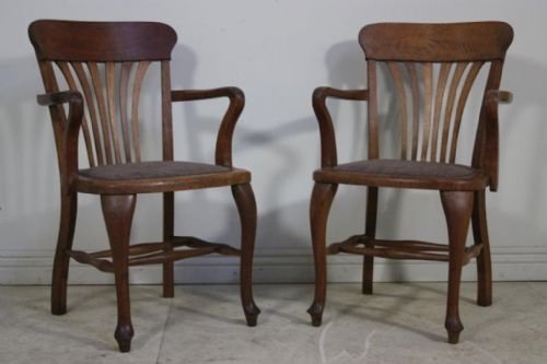 Antique Edwardian Oak Office Chair. 2 Available.