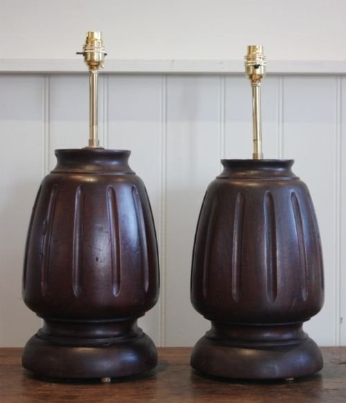 Pair of 19th Century Antique Mahogany Lamps