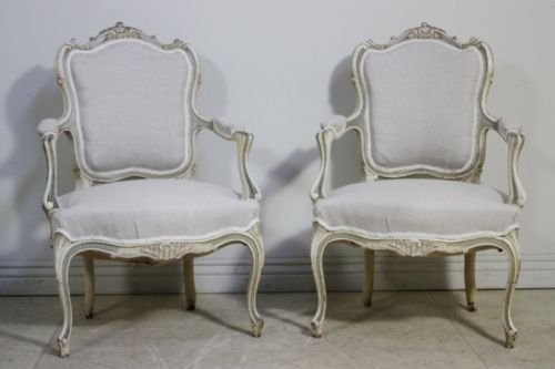 Pair of 19th Century Antique Fauteuil Chairs