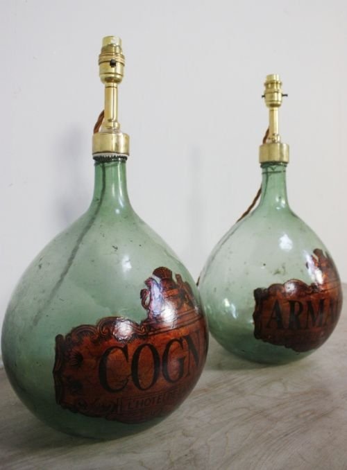Pair 19th Century Antique French Wine Lamps