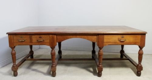 Large Antique Oak Partners Desk