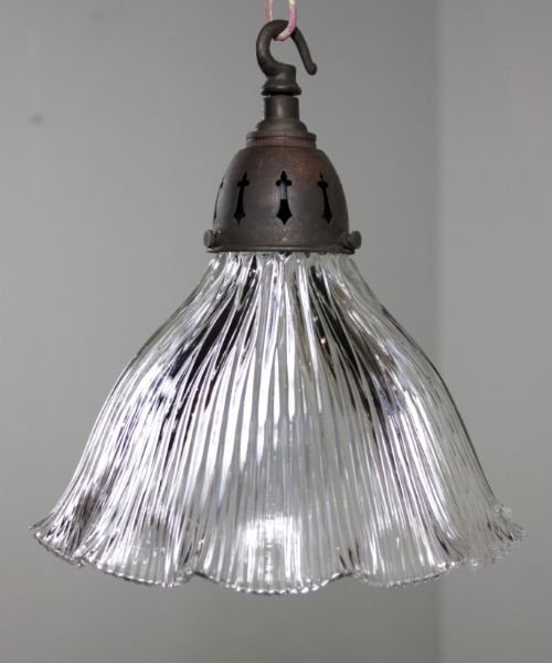 Victorian Antique Glass 'Halophane' Light Shade
