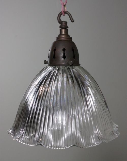 Victorian Antique Glass 'Halophane' Light Shade