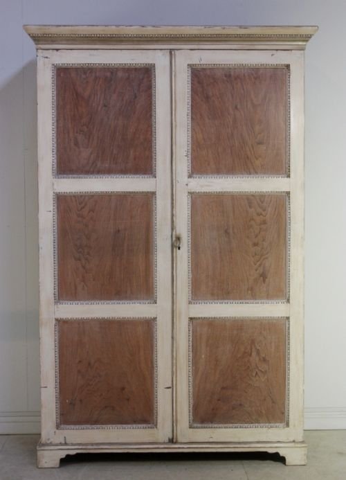 Antique Victorian Wardrobe in Original Cream Paint