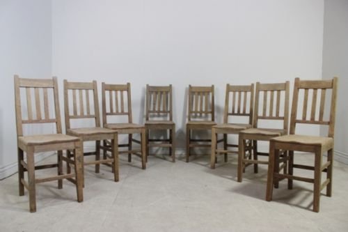 Set of Eight Edwardian Antique Oak Chairs