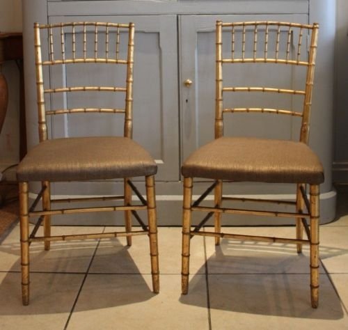 Pair of Antique Simulated Bamboo Side Chairs