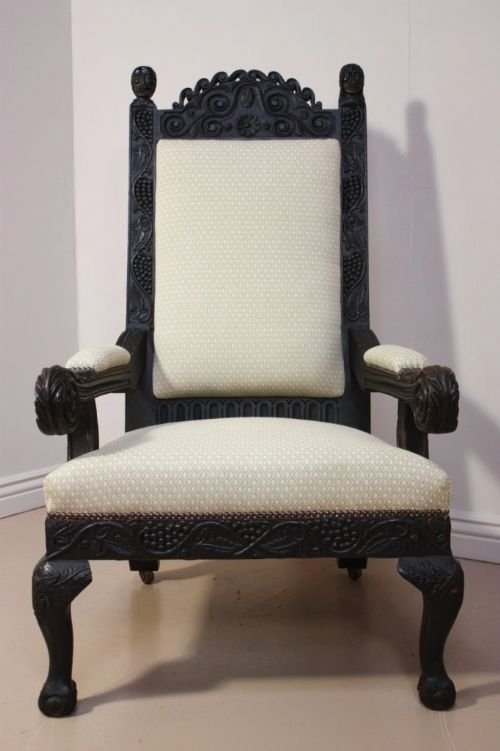 Very Large Mid Victorian Antique Oak Armchair