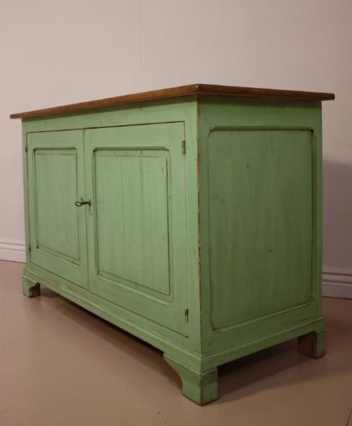Antique 19th Century French Painted Pine Cupboard