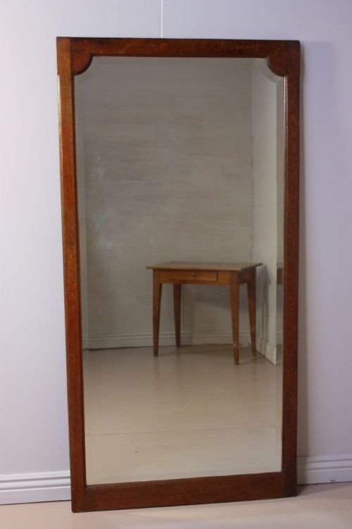 Victorian Antique Oak Shop Fitting Mirror