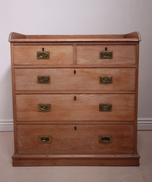 Antique Teak Military Style Chest of Drawers