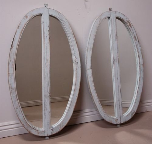 Pair of French 19th Century Antique Oval Mirrors
