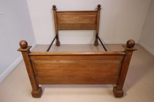 Antique Oak Arts & Crafts Double Bed